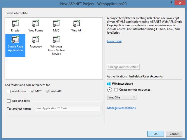 SPA Project Template in VS 2013